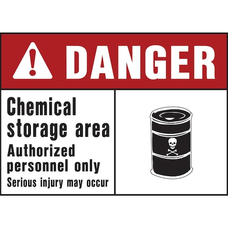 Danger Chemical Storage Area Sign 10 X 14, 5PK